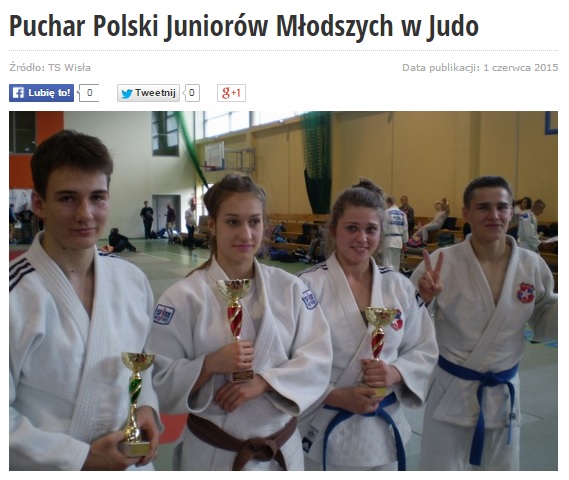 Puchar Polski Juniorów Młodszych w Judo 2015, sukces naszego judoki