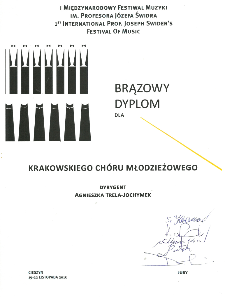 Brązowy Dyplom I Międzynarodowy Festiwal Muzyki Cieszyn 2015