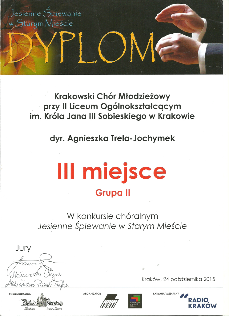 III miejsce Jesienne śpiewanie w Starym Mieście 2015