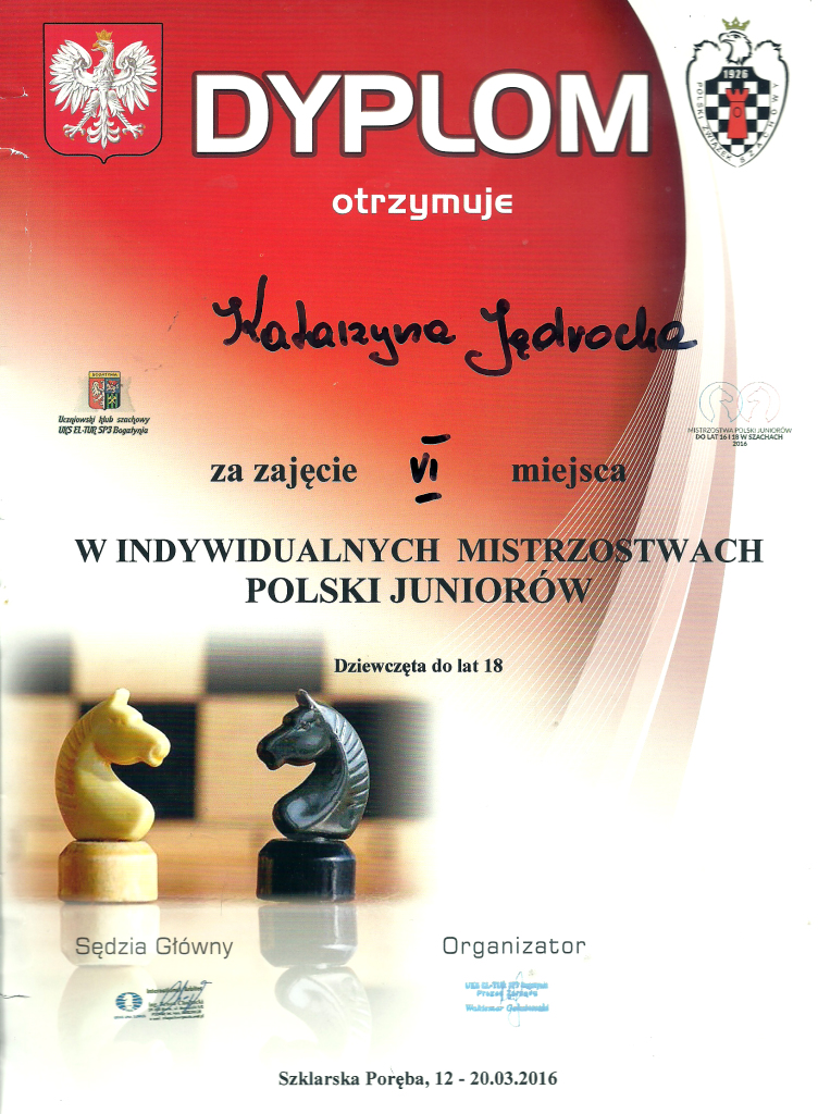 Indywidualne Mistrzostwa Polski Juniorów w szachach 2016